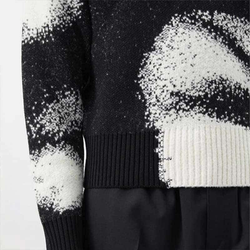 rib hem and cuff close-up, textured cotton jacquard knit pullover fabric